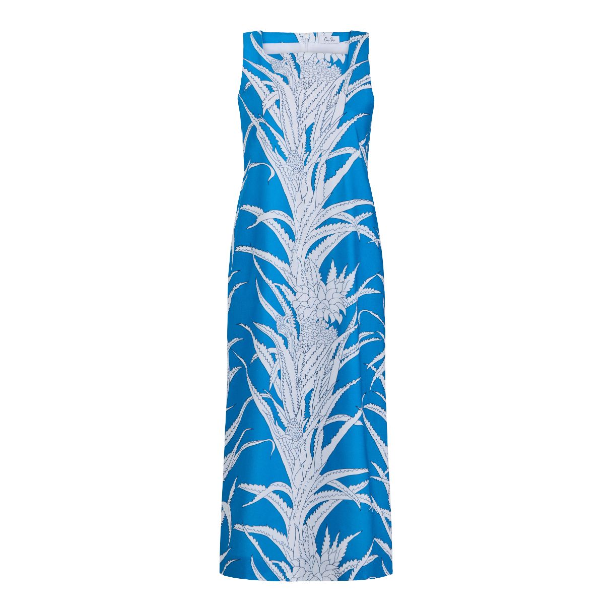 Ankle-Length Shift Dress in Blue Pineapple