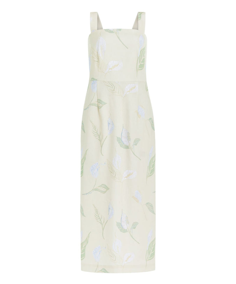 Long Slip Dress in Lime Peace Lily
