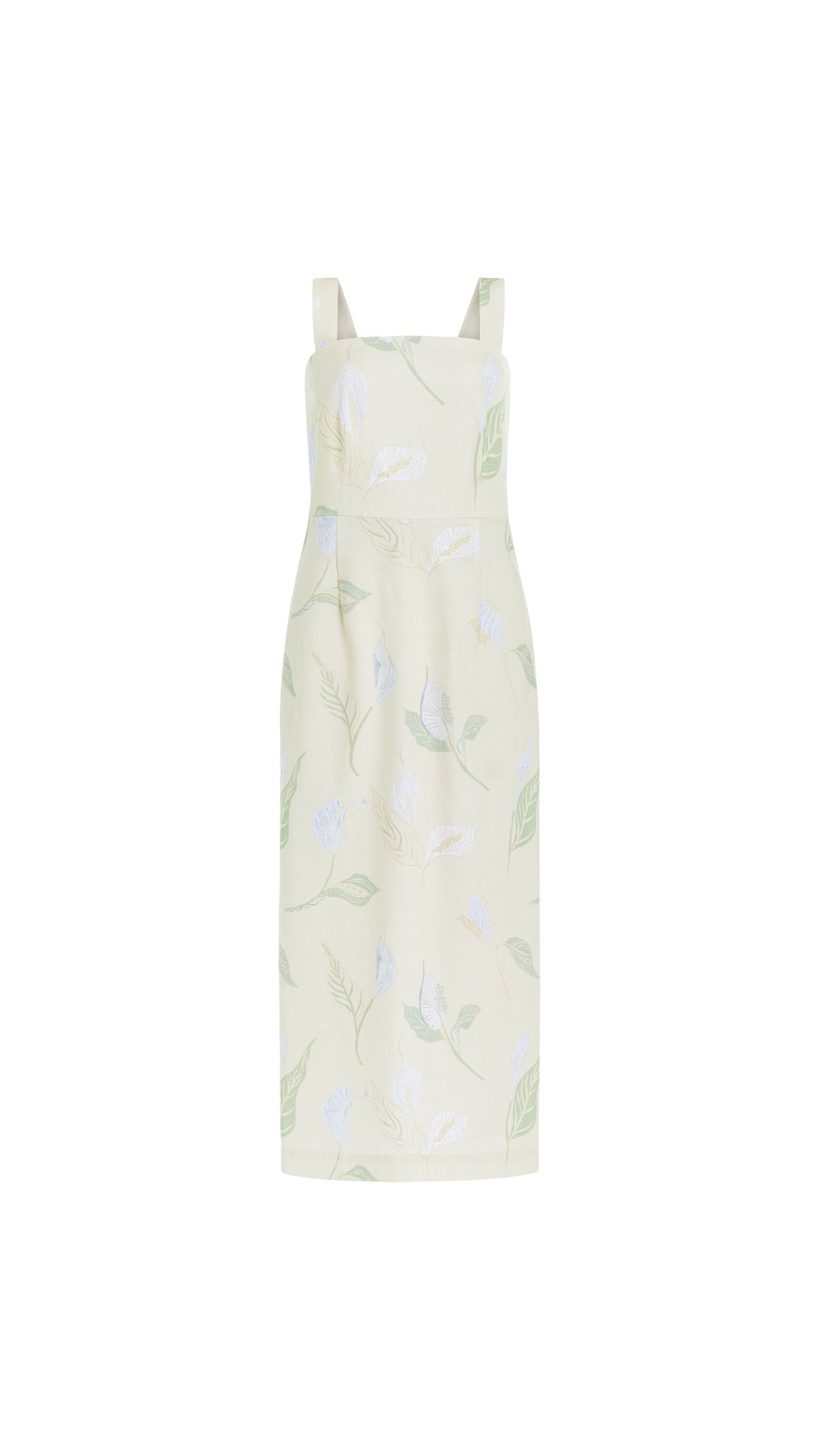 Long Slip Dress in Lime Peace Lily