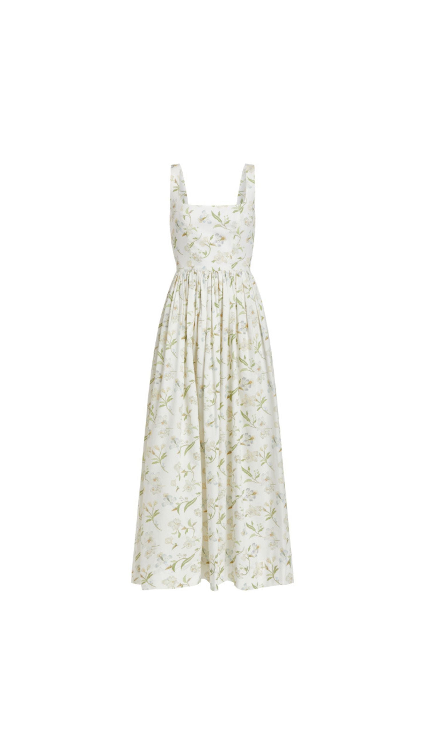 Scoop Neck Dress in White Hibiscus