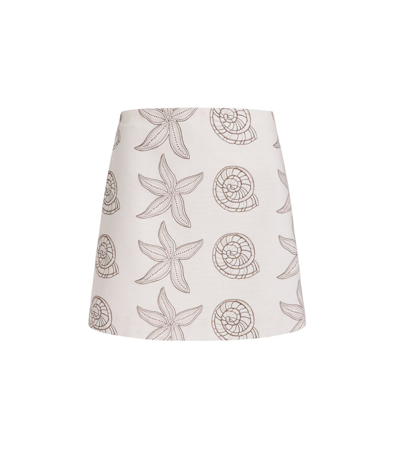Mini Skirt in Beige Large Shell