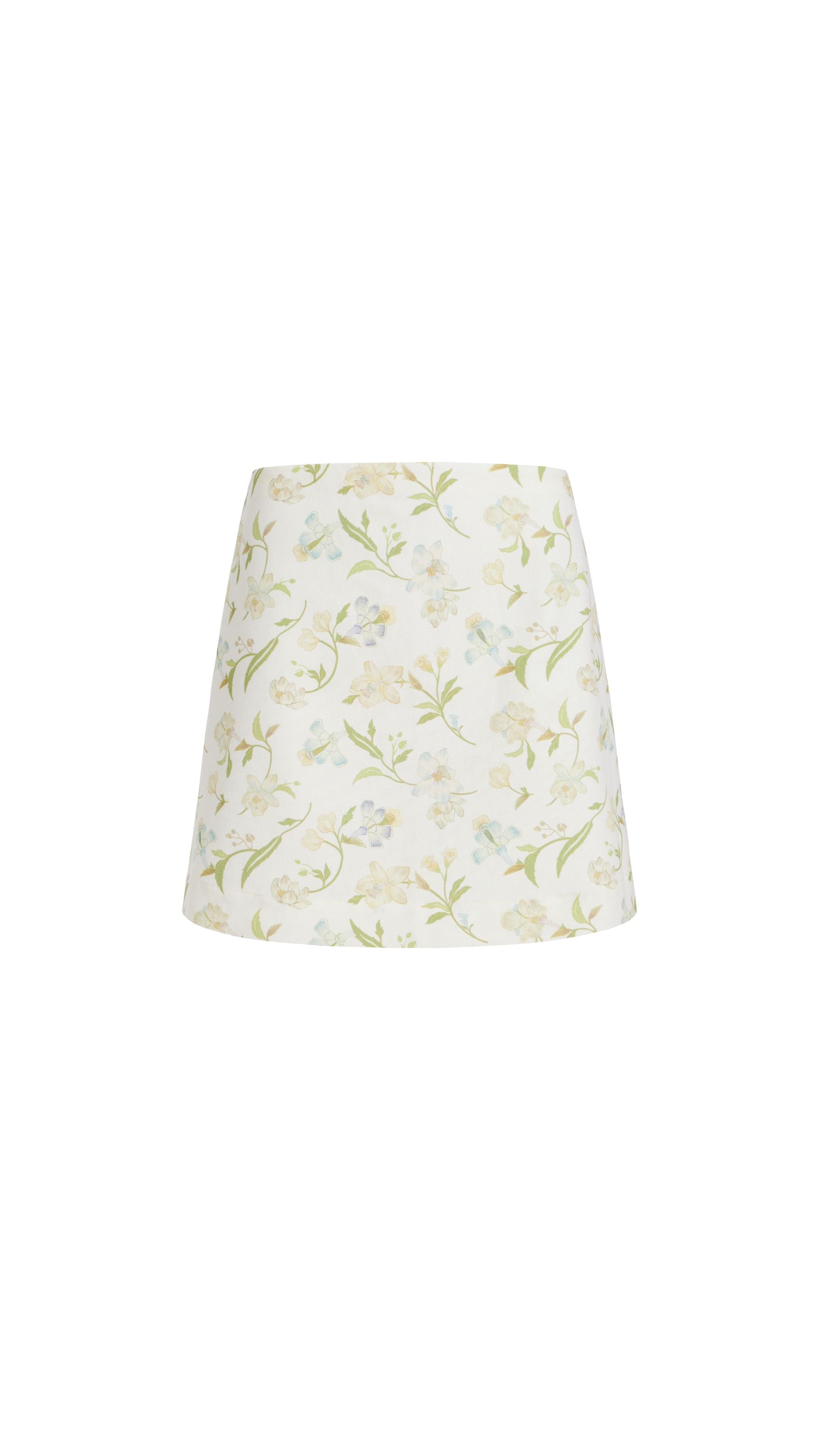 Mini Skirt in White Hibiscus