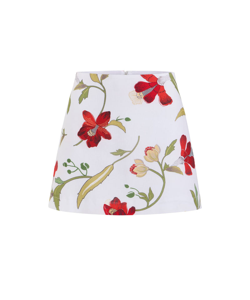Mini Skirt in Red Hibiscus