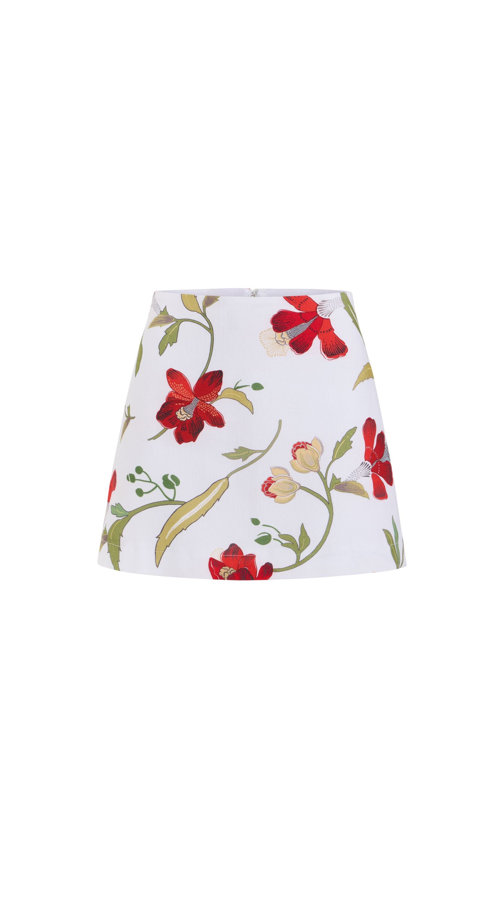 Mini Skirt in Red Hibiscus