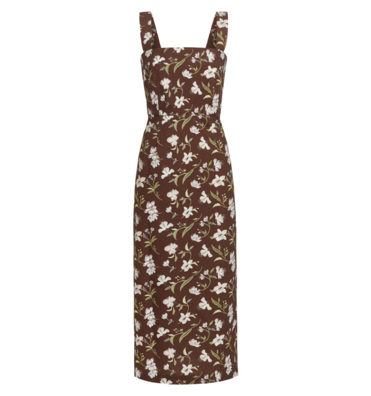 Long Slip Dress in Brown Hibiscus Long Slip Dress in Brown Hibiscus