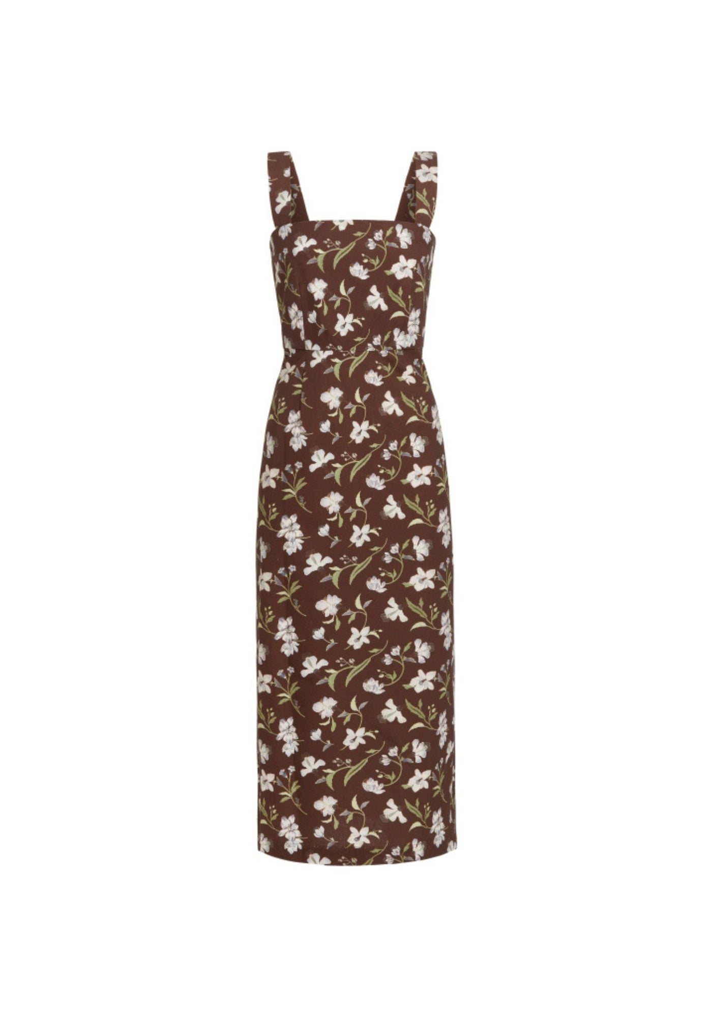 Long Slip Dress in Brown Hibiscus Long Slip Dress in Brown Hibiscus