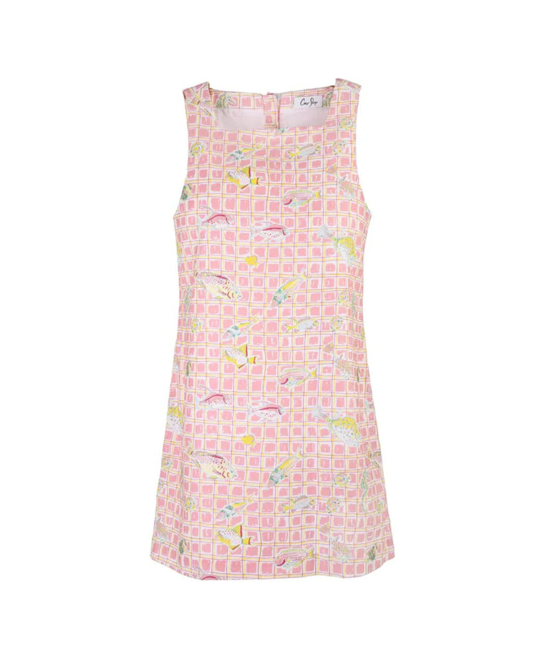 Classic Mini Shift Dress in Pink Fishing Net