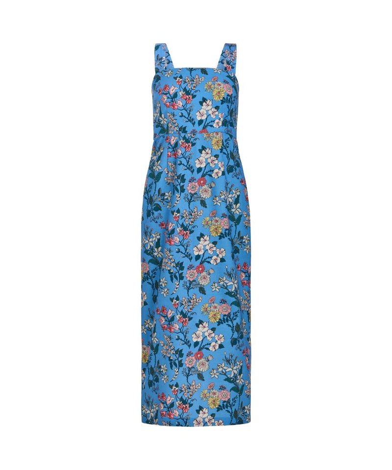Long Slip Dress in Blue Multi Floral
