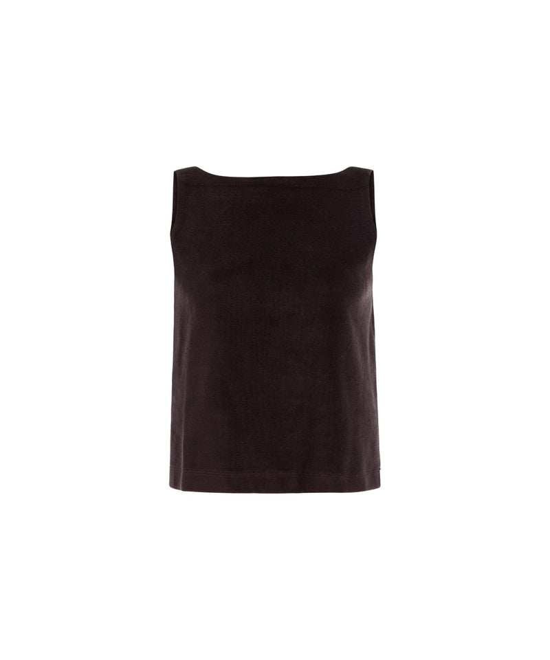 Boatneck Top in Brown Terrycloth
