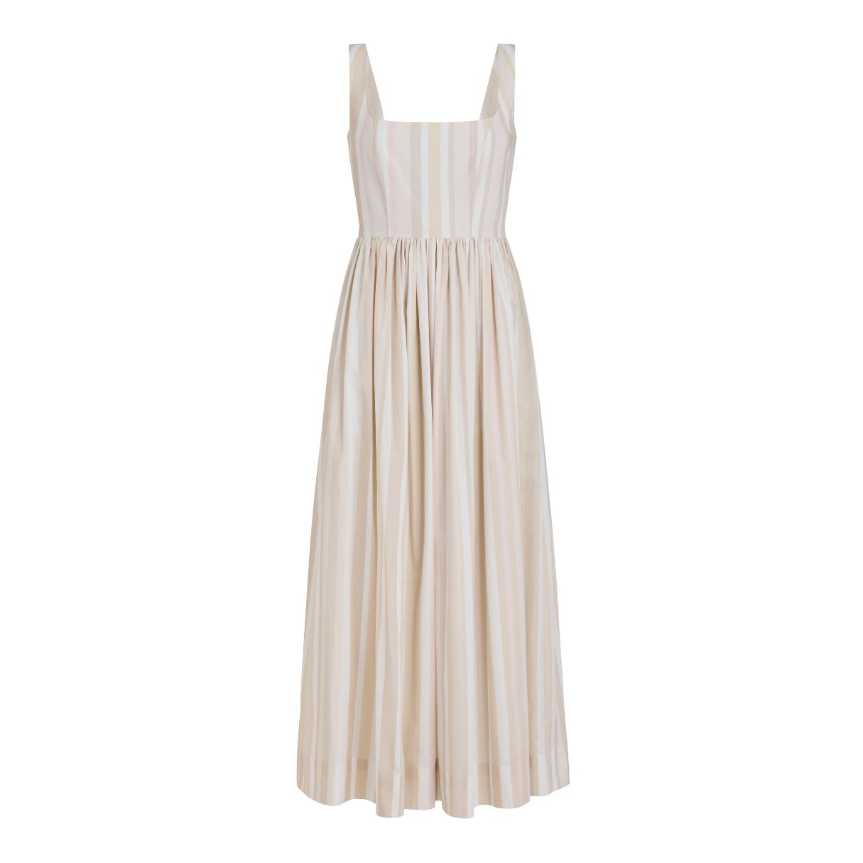 Scoop Neck Dress in Beige Stripe