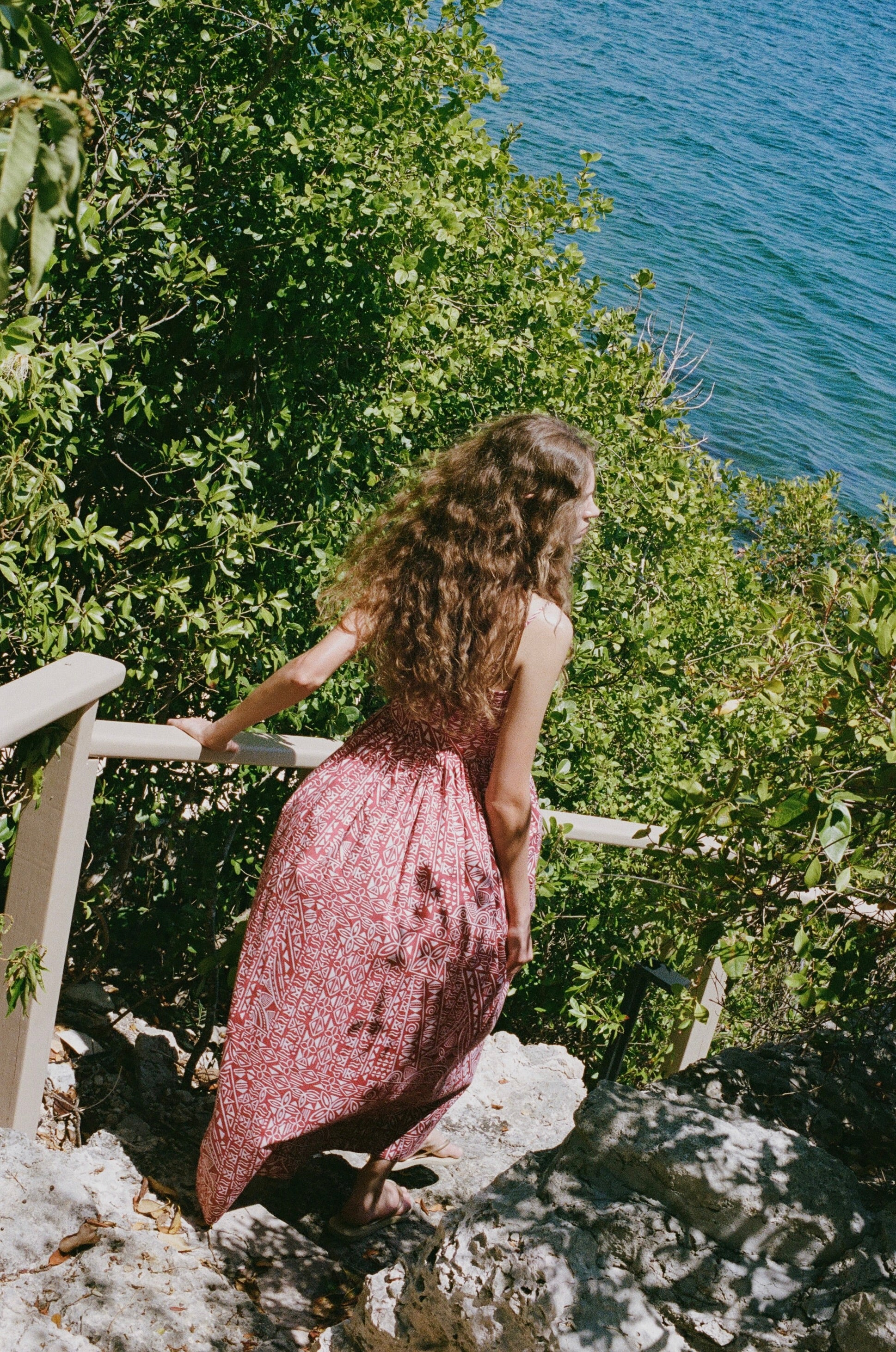Emerson Dress in Burgundy Island Geometric