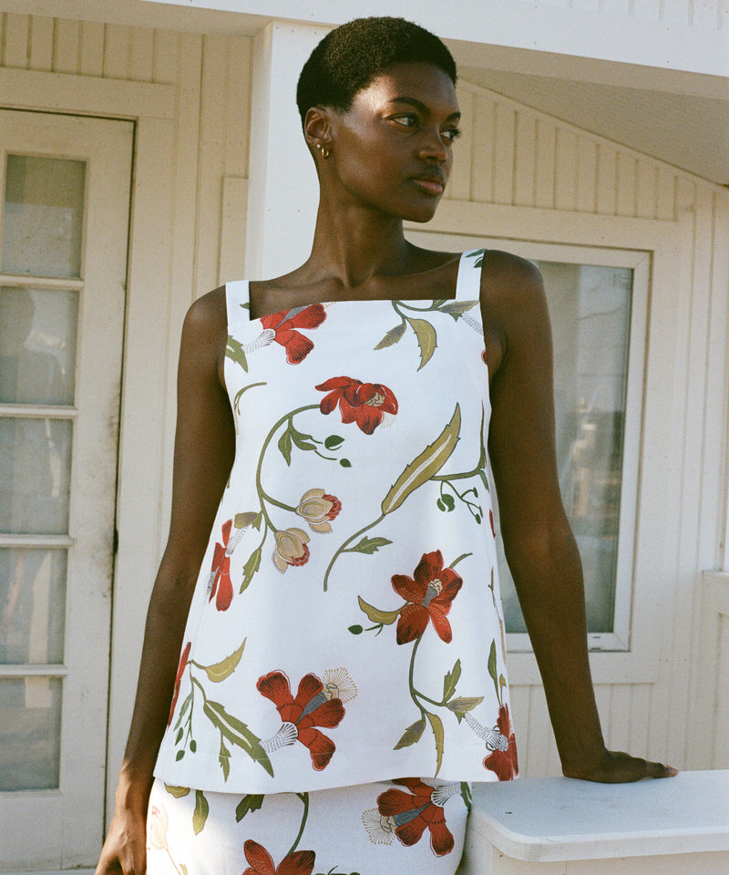 A-Line Top in Red Hibiscus