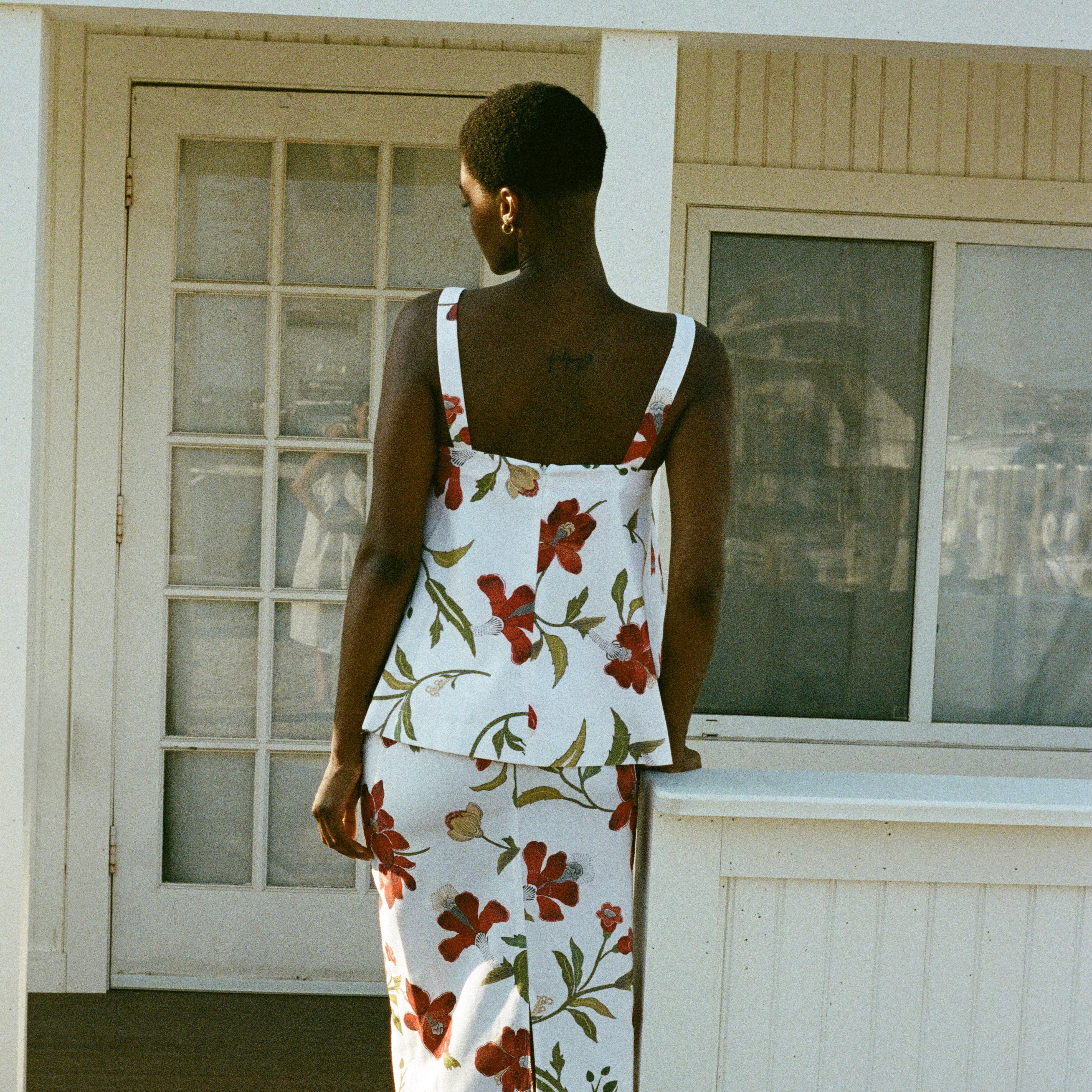 A-Line Top in Red Hibiscus