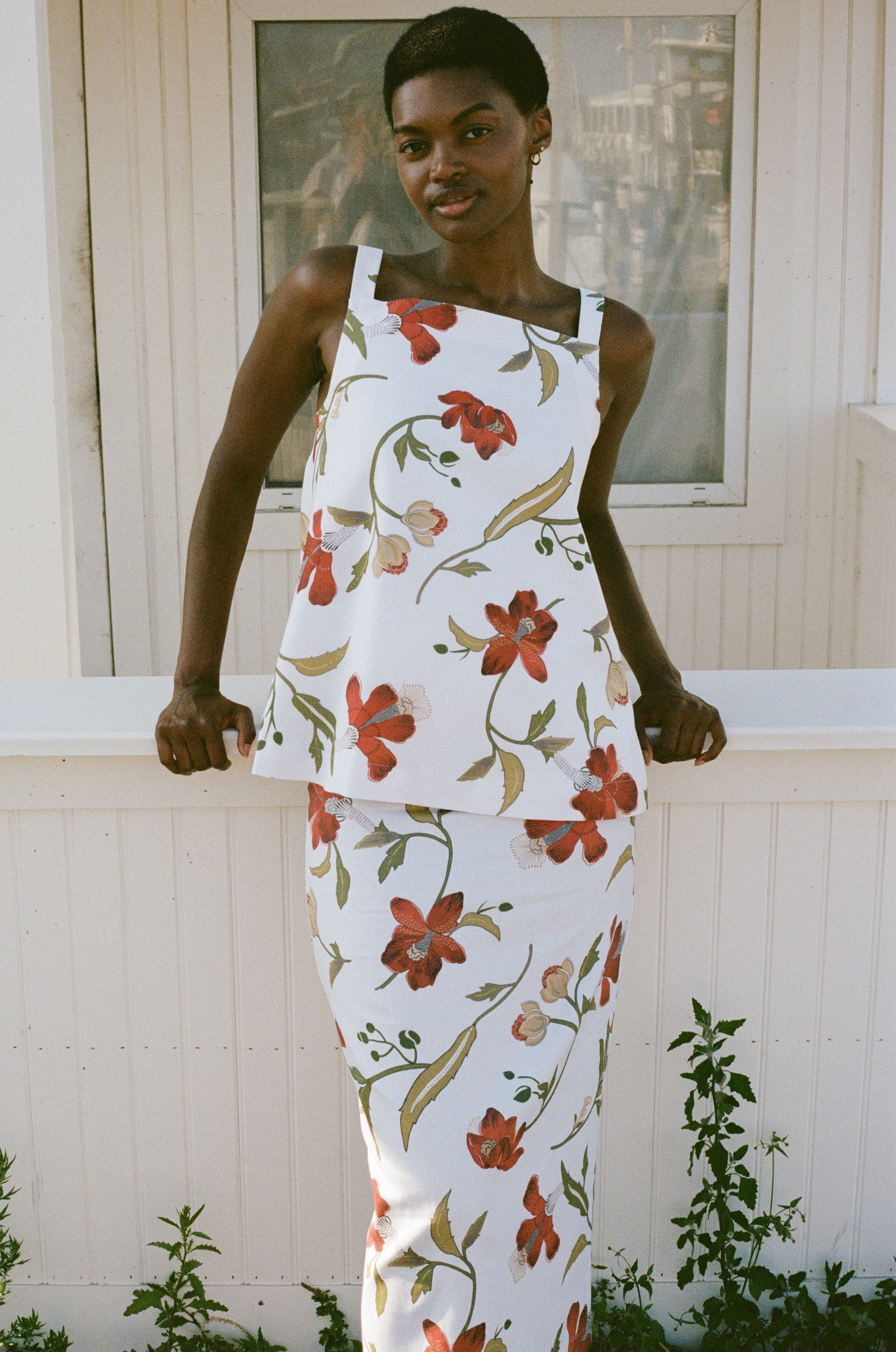 A-Line Top in Red Hibiscus