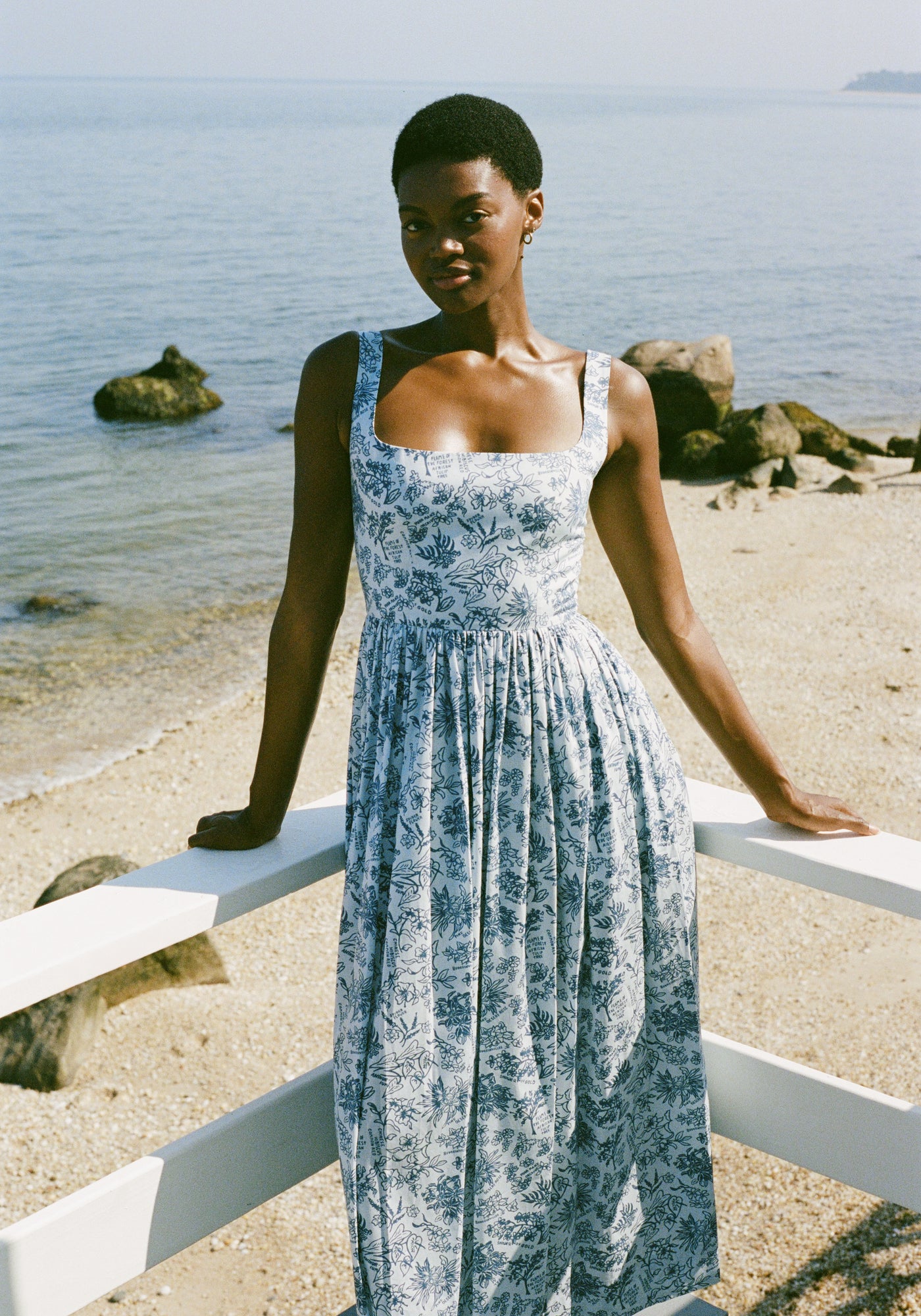 Scoop Neck Dress in Blue Flora Scoop Neck Dress in Blue Flora