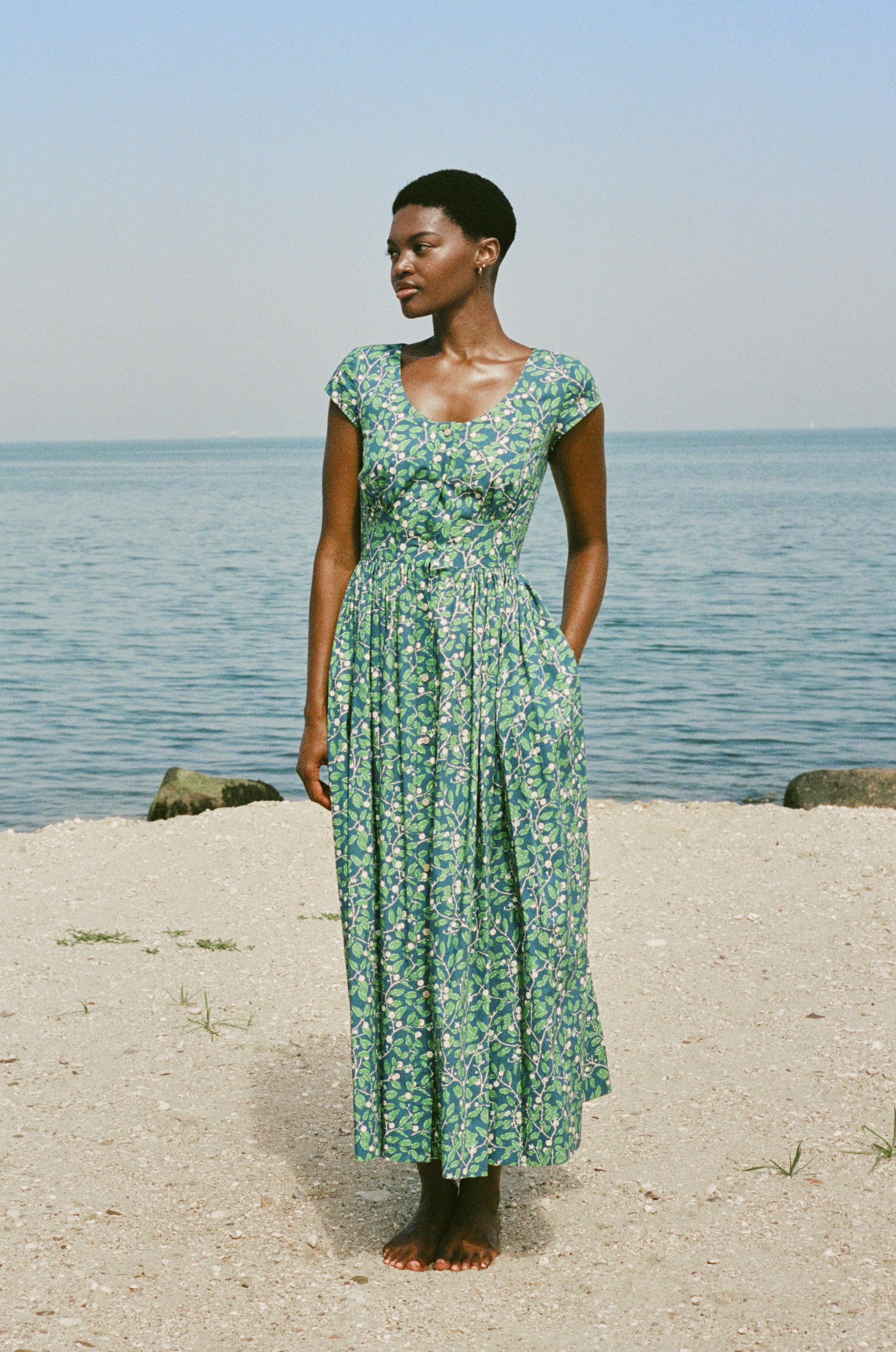 Mary Dress in Dark Blue Limes