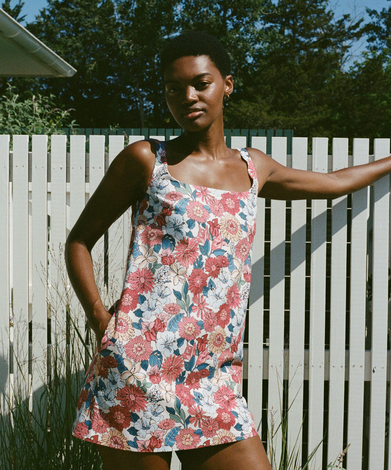 Cappie Mini Dress in Antique Flower Heads