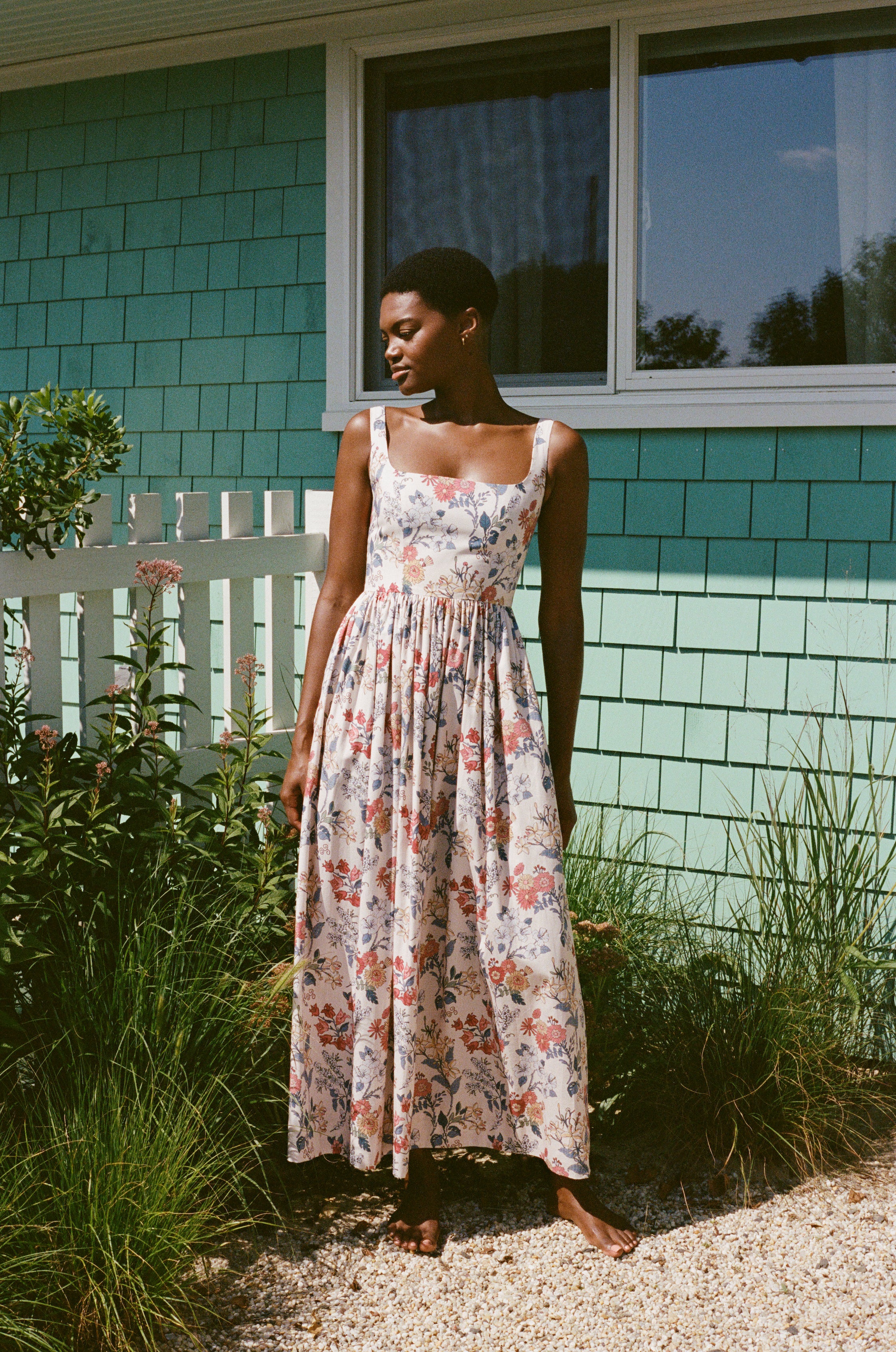 Scoop Neck Dress in Antique Floral
