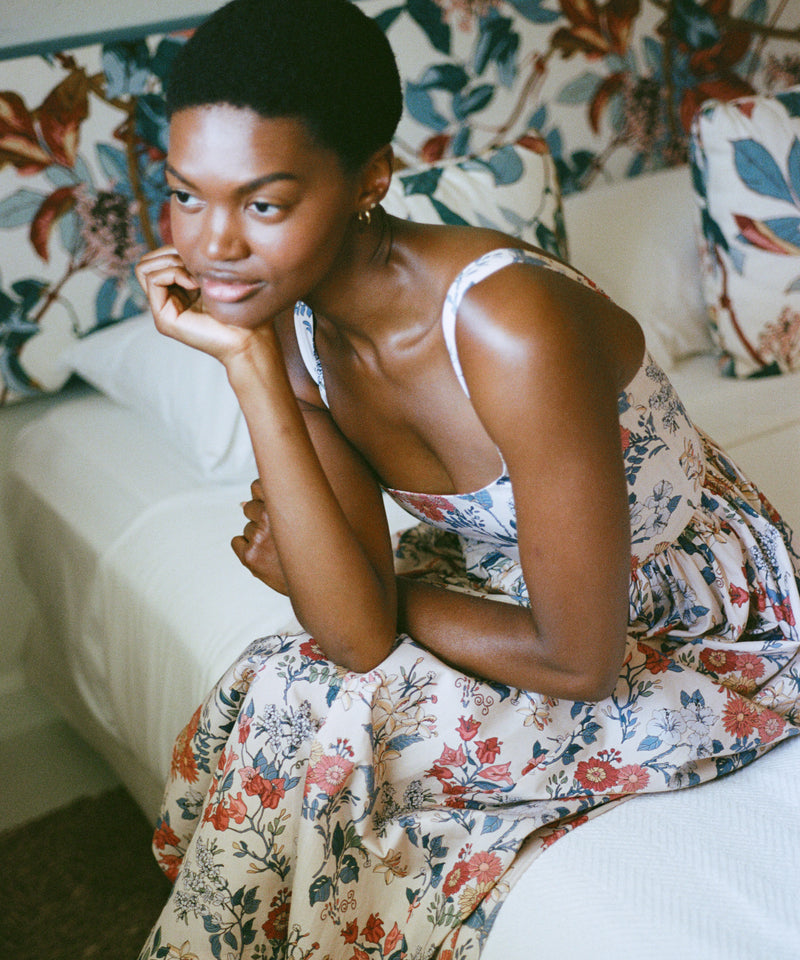 Scoop Neck Dress in Antique Floral