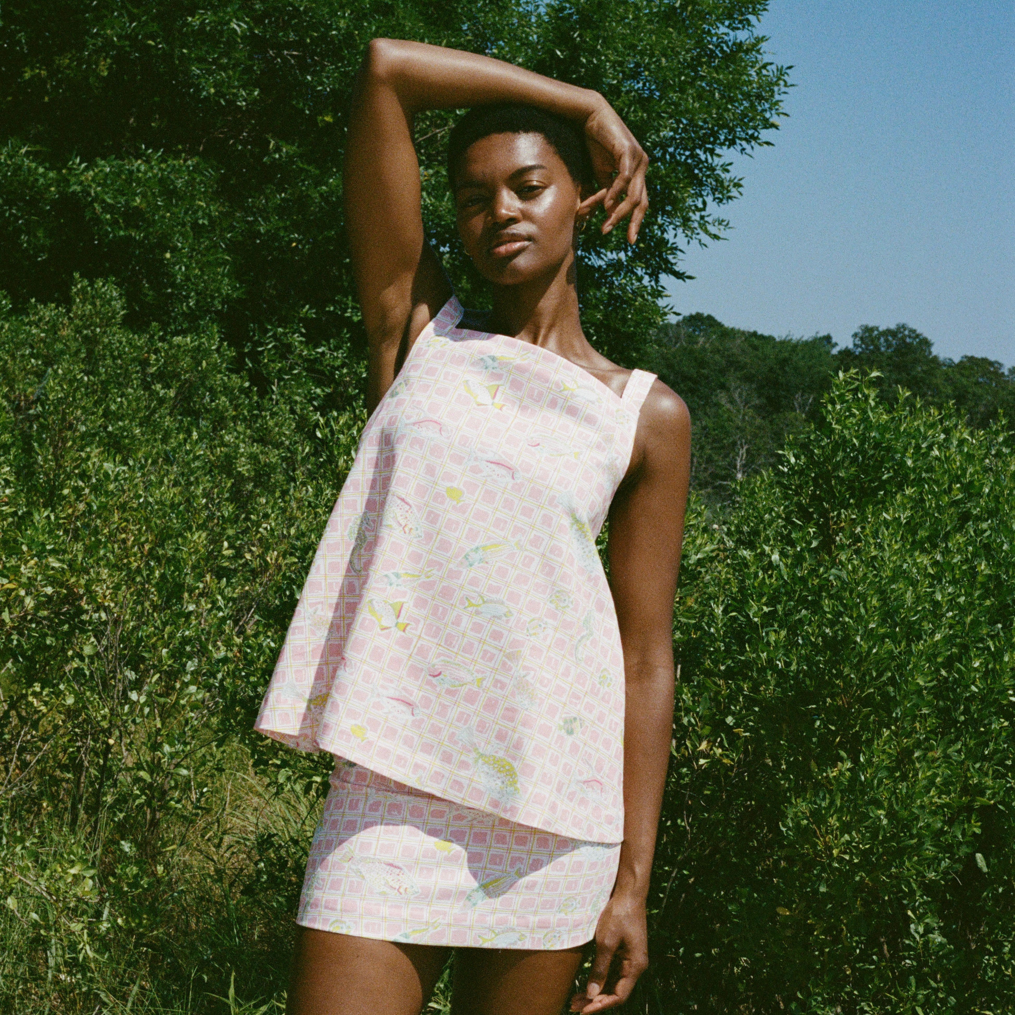 A-Line Top in Pink Fishing Net