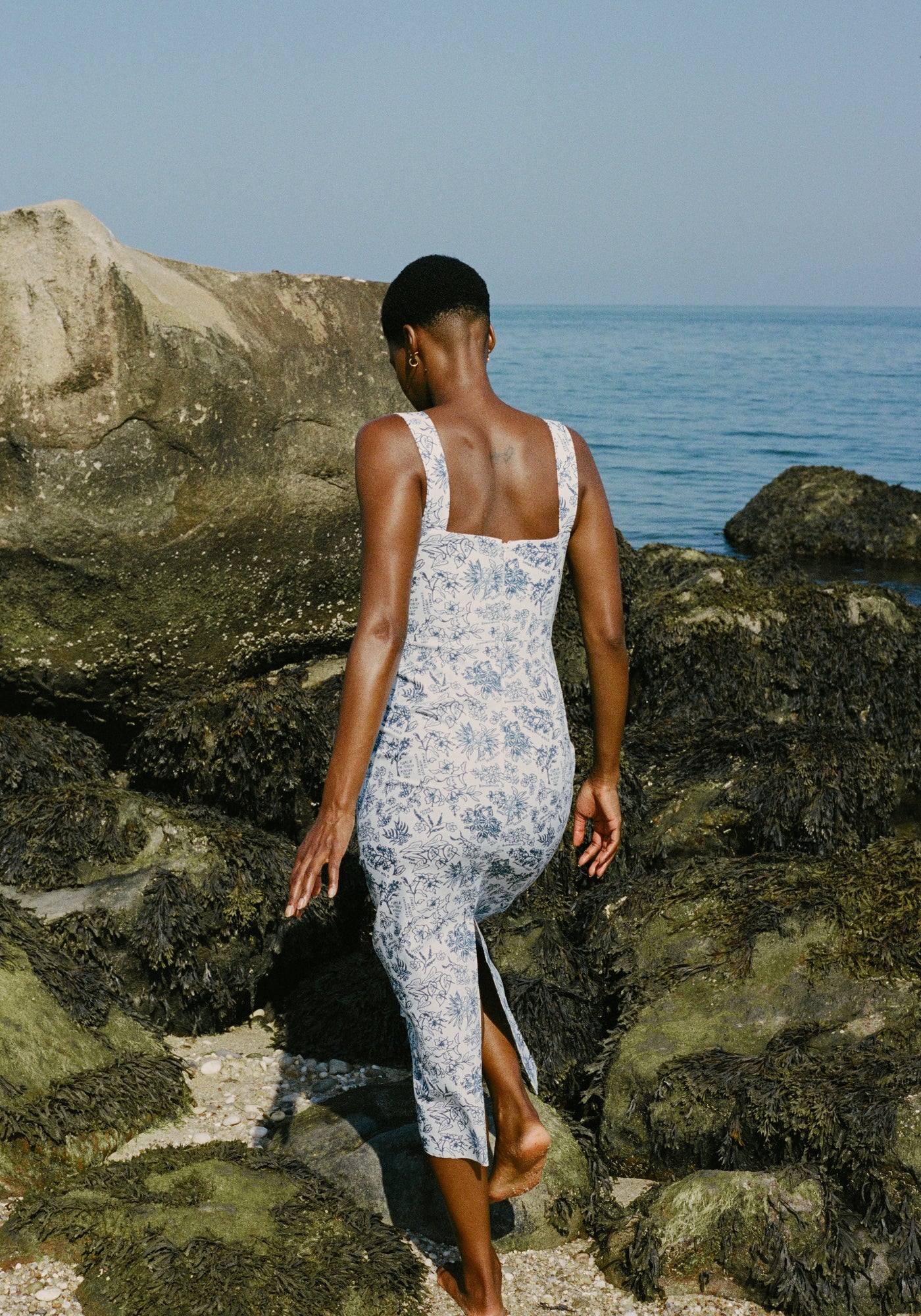 Long Slip Dress in Blue Flora Long Slip Dress in Blue Flora