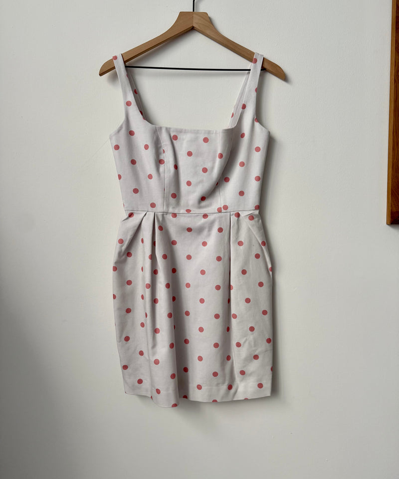 SAMPLE: Scoop Neck Mini Dress in Salmon Dot