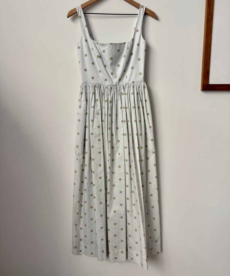 SAMPLE: Scoop Neck Dress in Green Dot