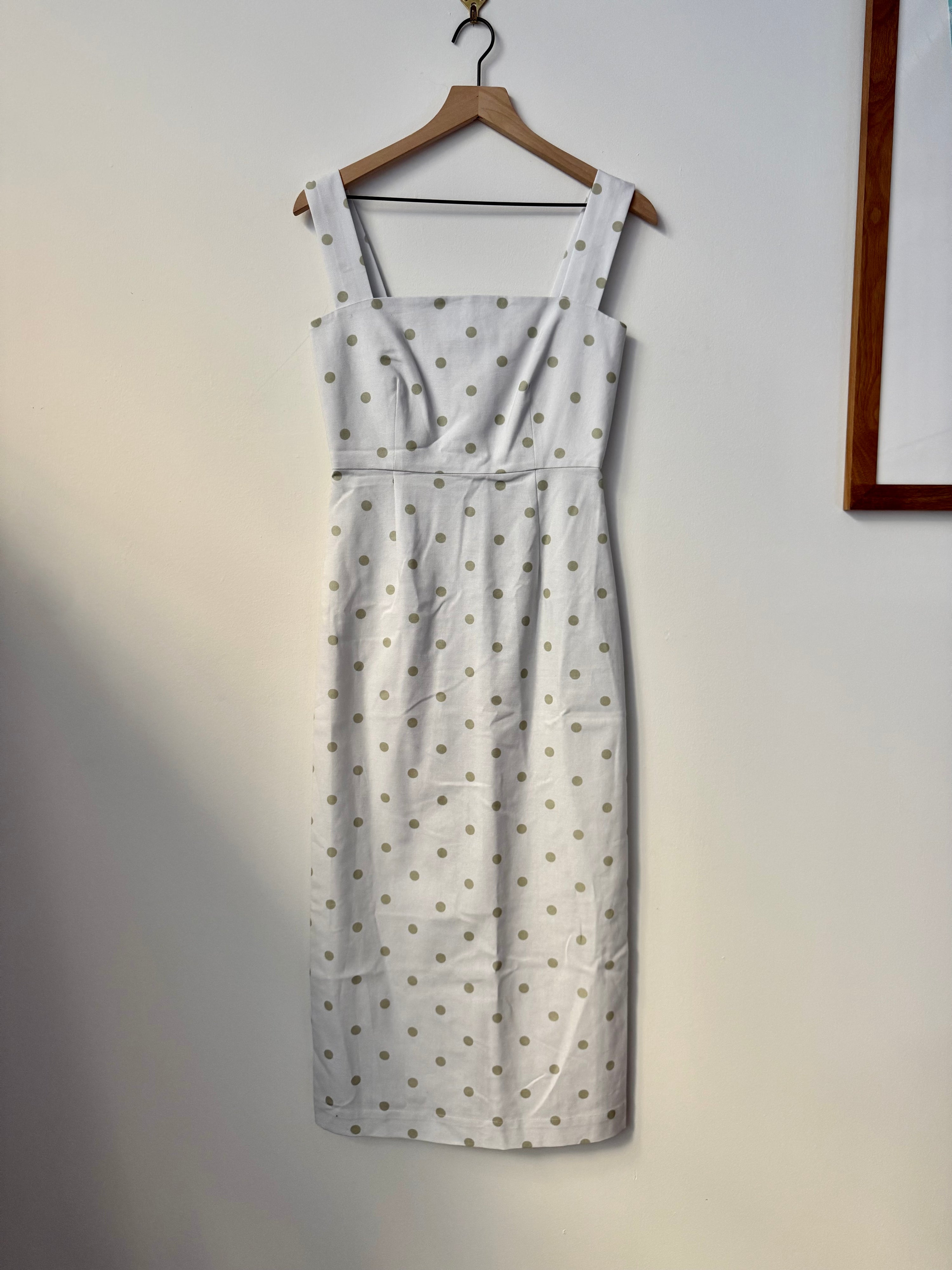 SAMPLE: Long Slip Dress in Green Dot