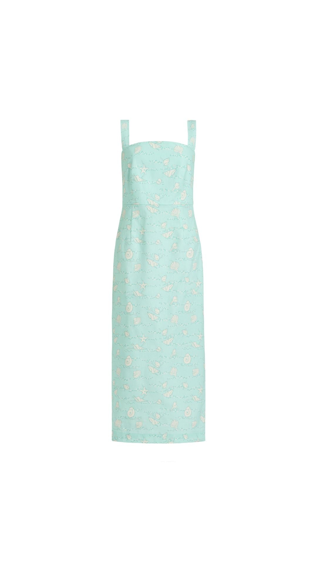 Long Slip Dress in Aqua Shell