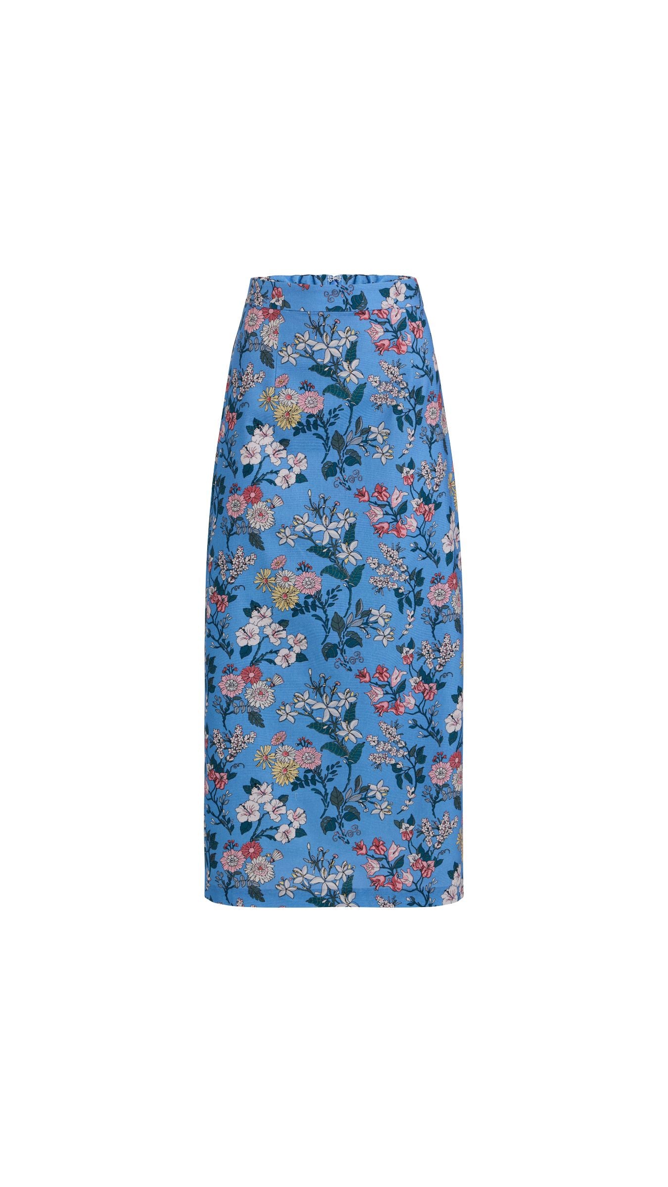 Pencil Skirt in Blue Multi Floral