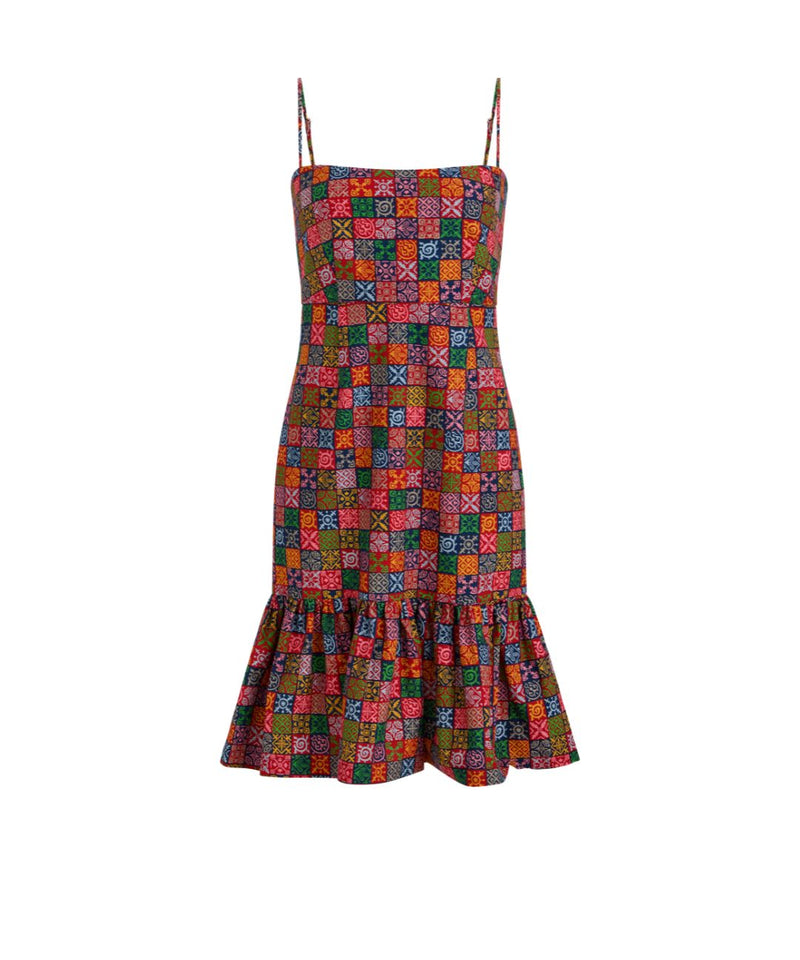 Georgia Dress in Navy Checkerboard