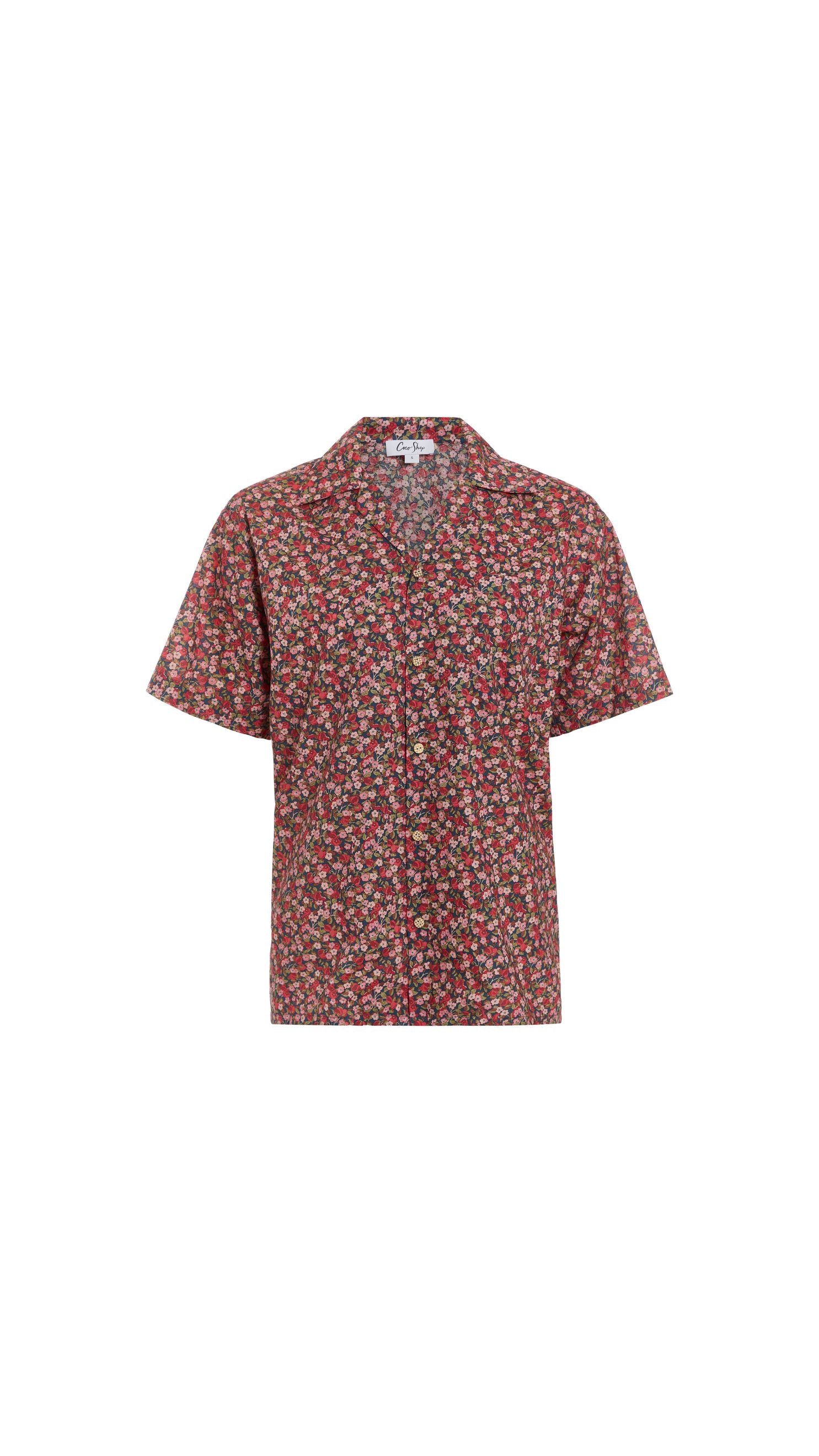 Collared Shirt in Red Liberty Floral