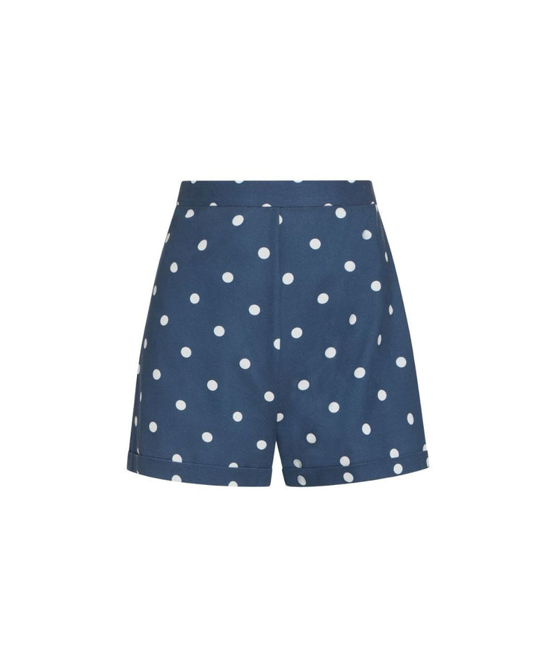 High-Waisted Shorts in Navy Dot