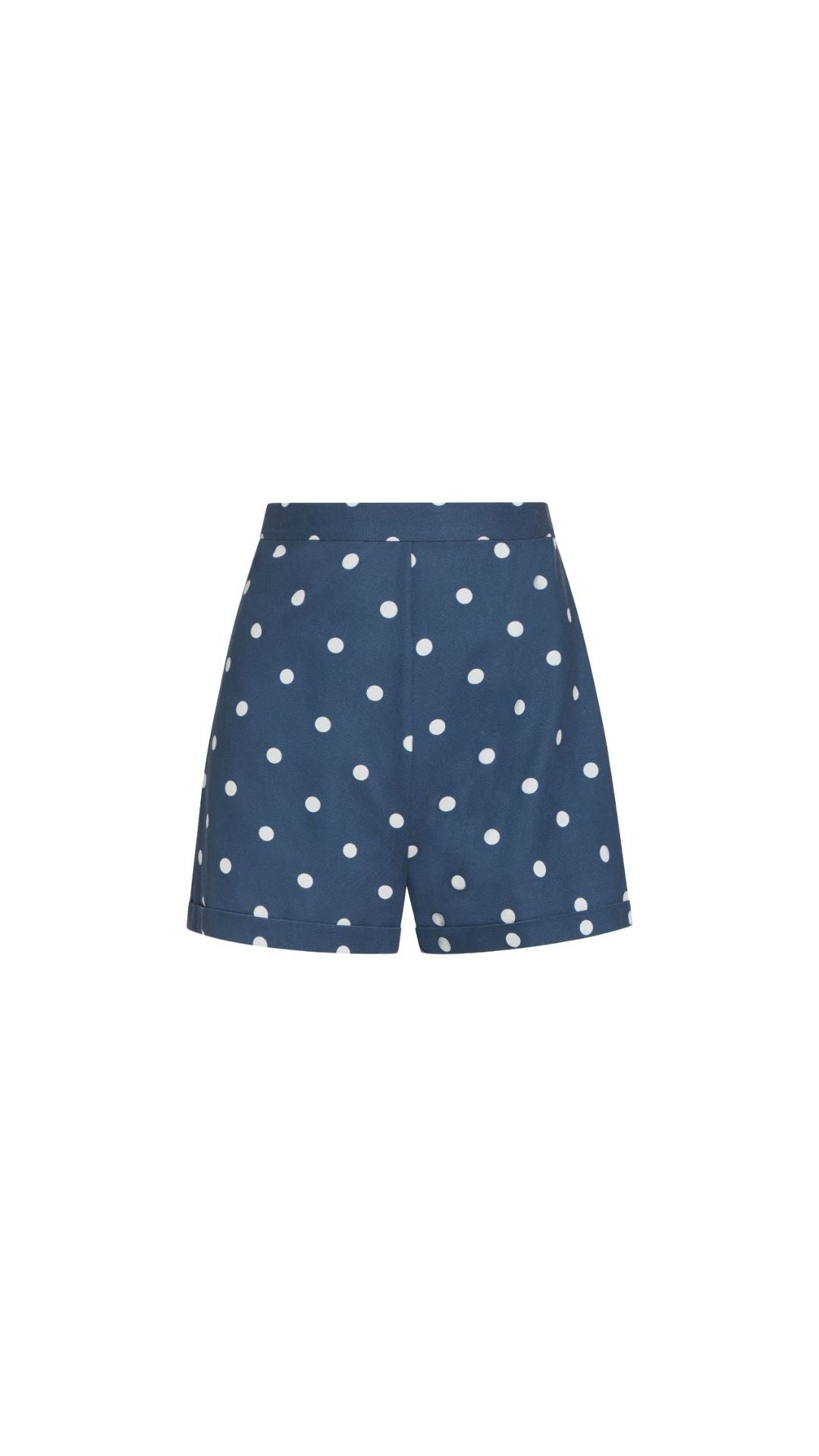 High-Waisted Shorts in Navy Dot