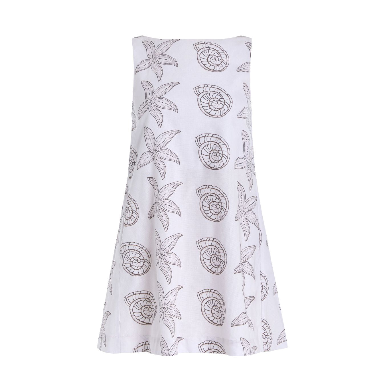 Pleated-Back Mini Dress in Beige Large Shell