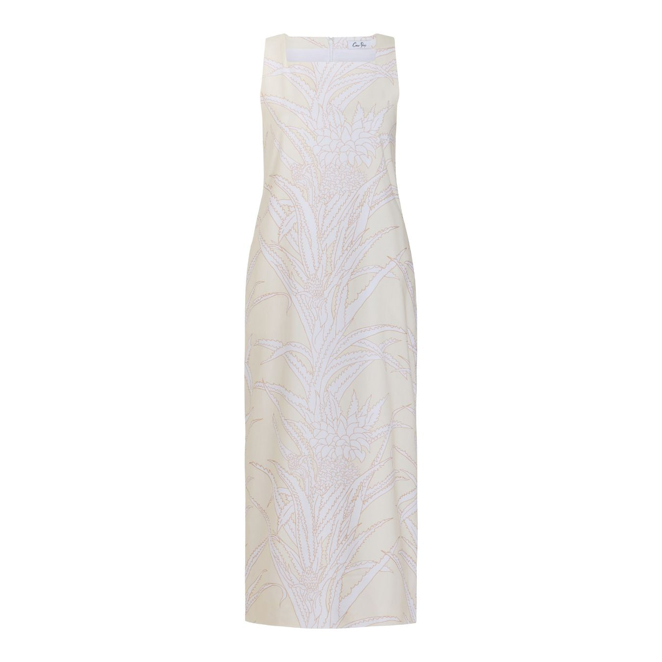 Ankle-Length Shift Dress in Yellow Pineapple