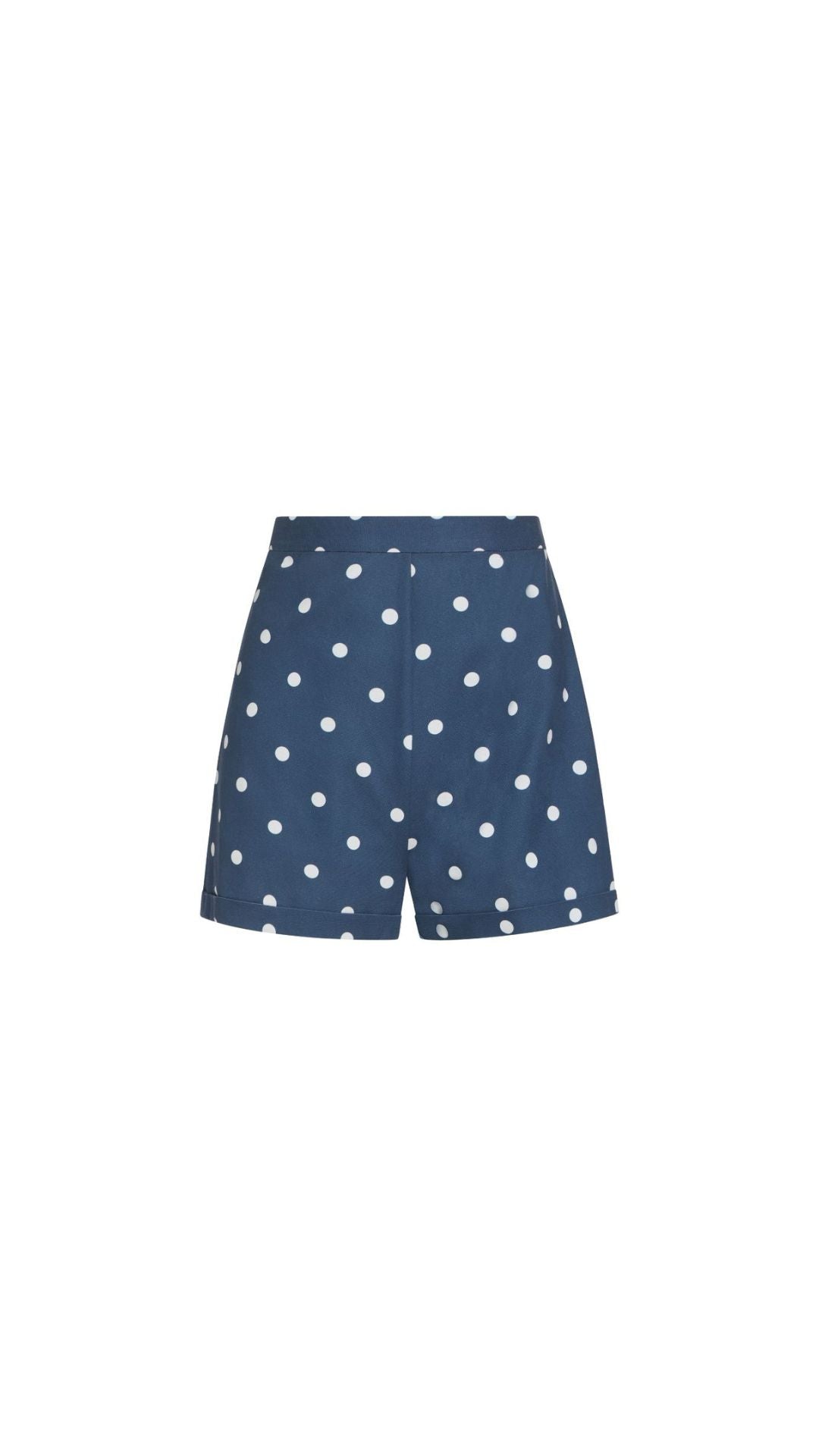 High-Waisted Shorts in Navy Dot
