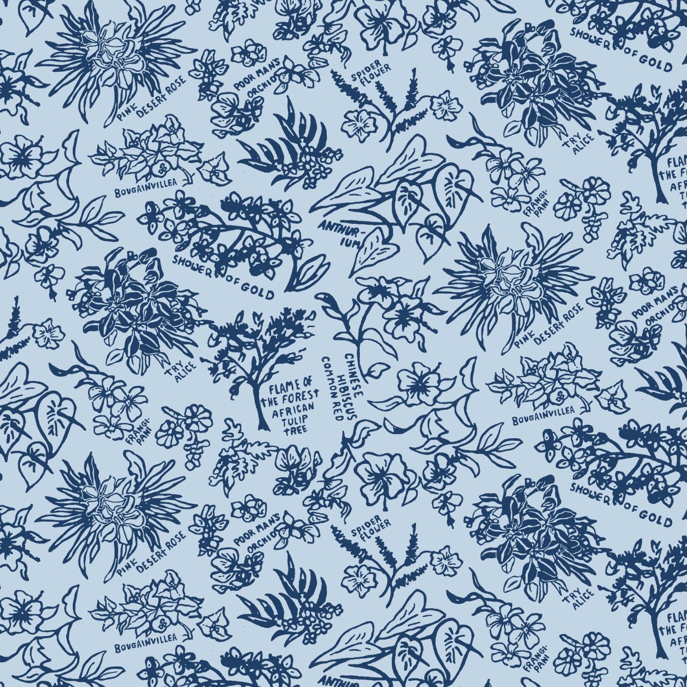 Mary Dress in Blue Flora