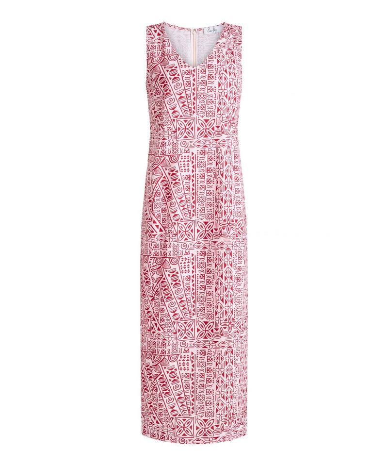 Alden V-Neck Dress in Pink Island Geometric