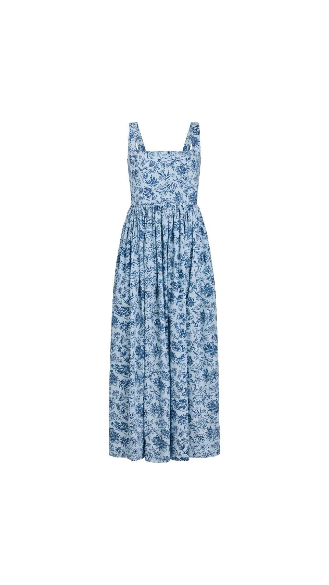 Scoop Neck Dress in Blue Flora