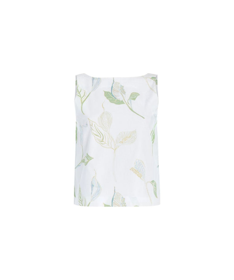 Boatneck Top in White Peace Lily
