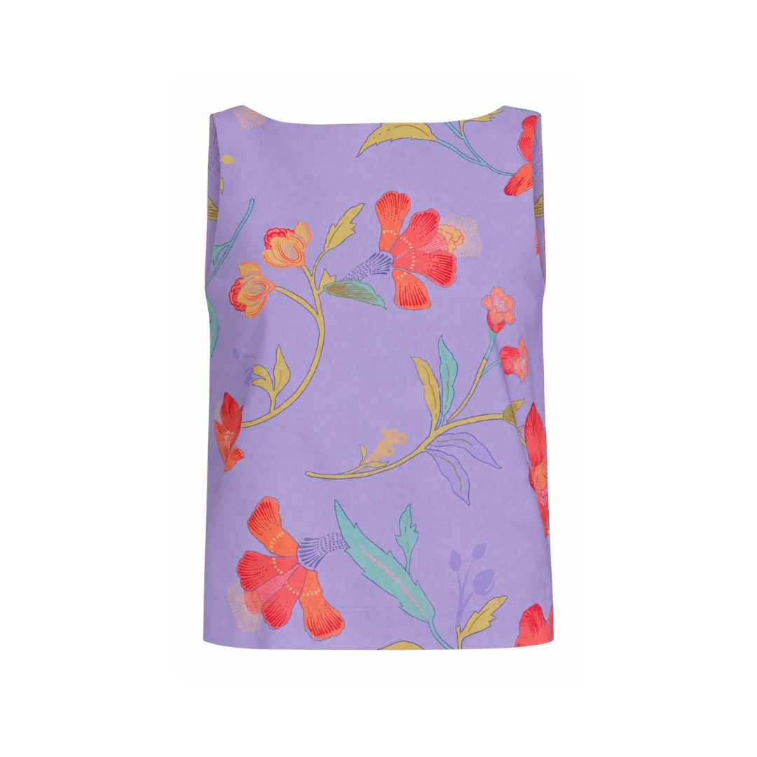 Boatneck Top in Violet Hibiscus