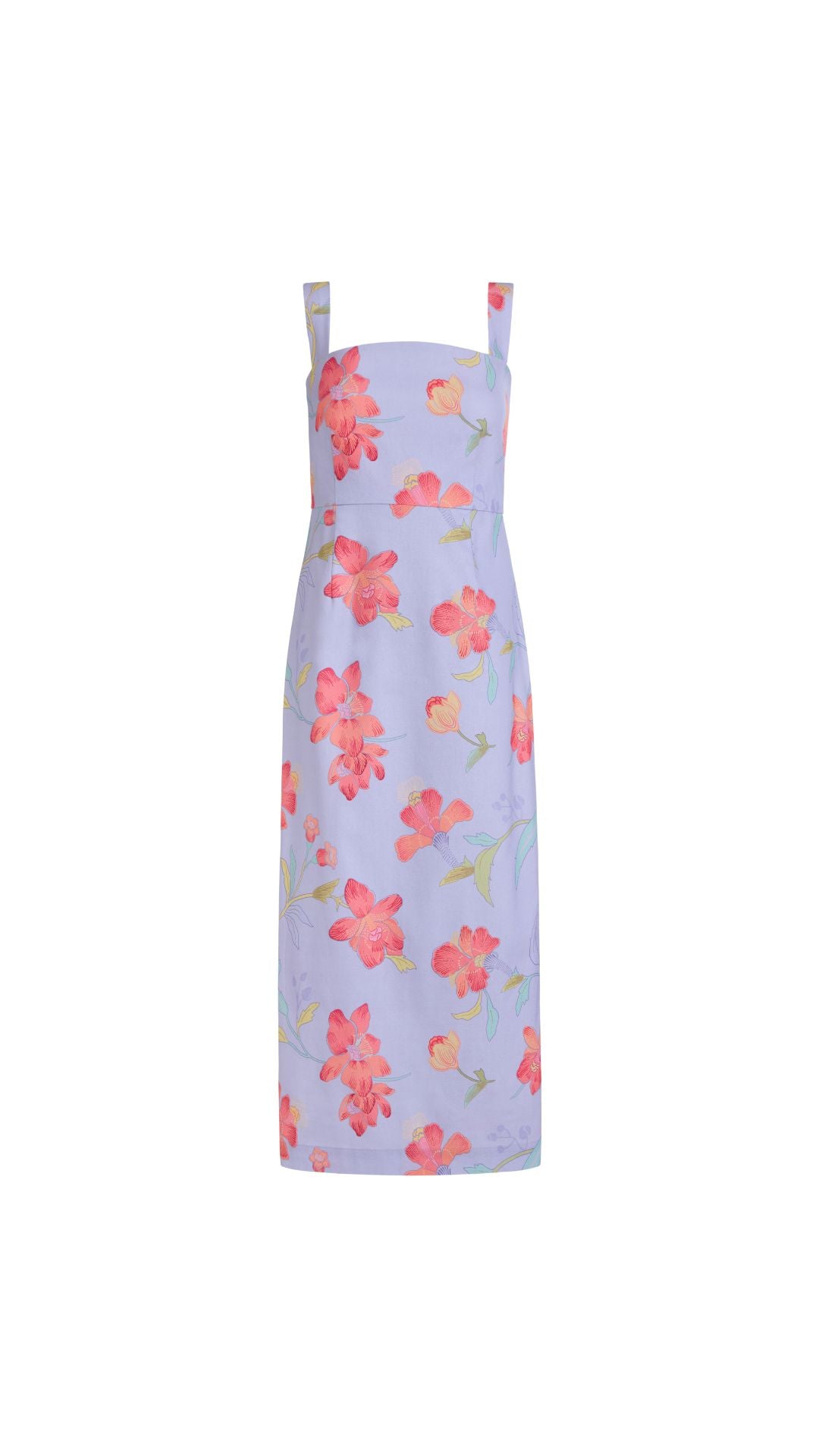 Long Slip Dress in Violet Hibiscus