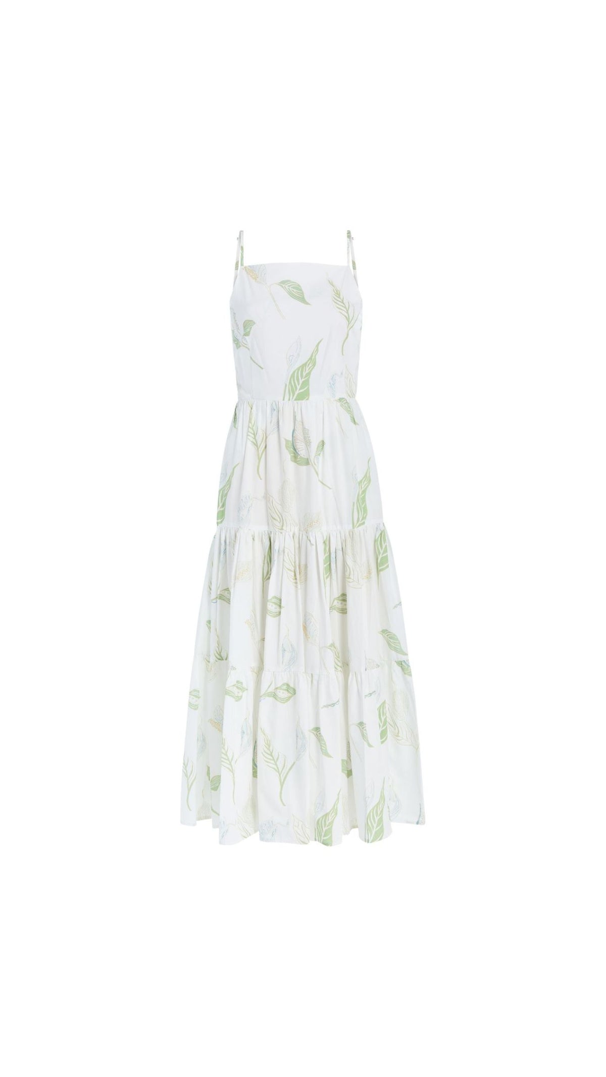 Tiered Dress in White with White Peace Lily