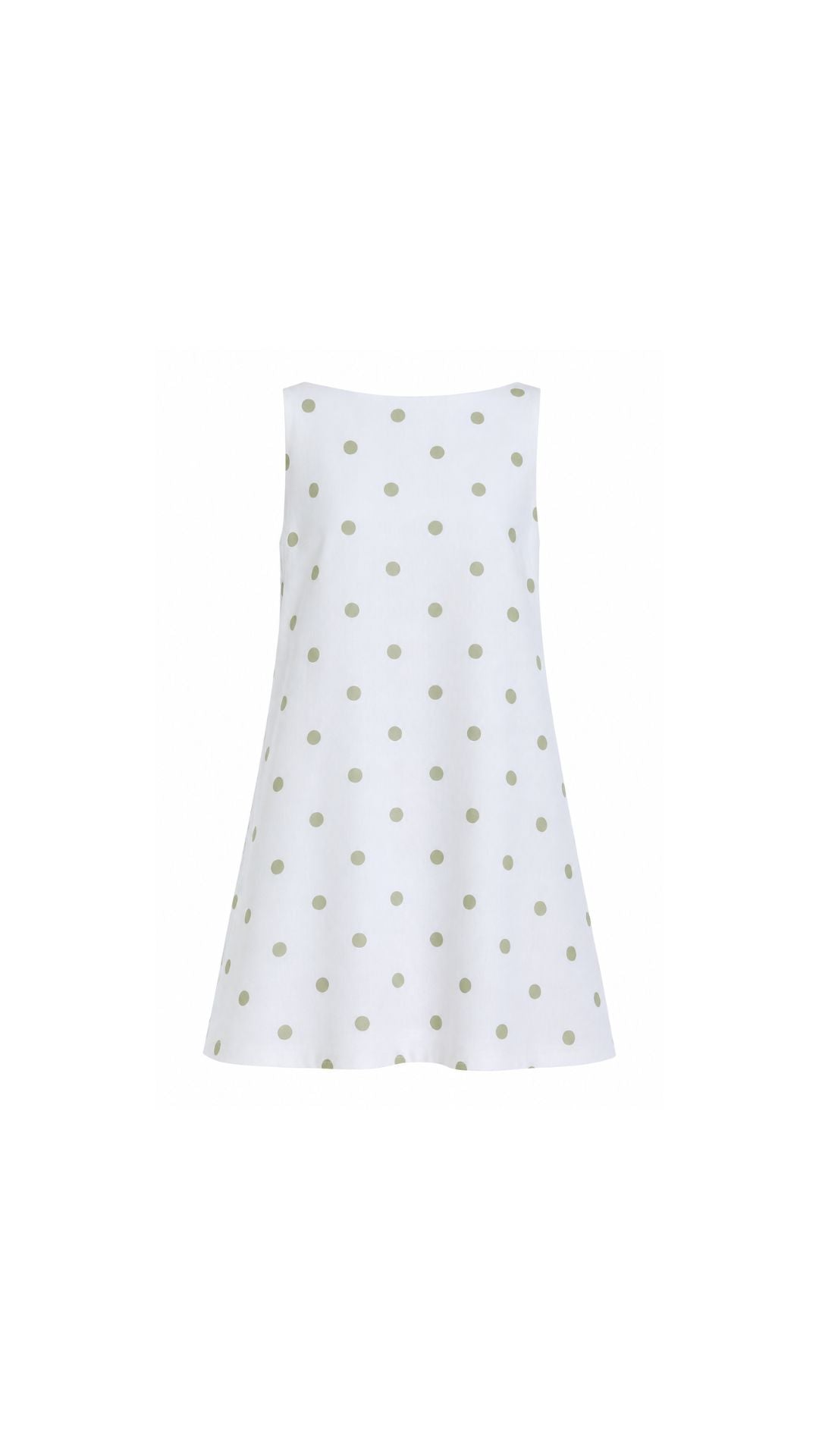 Pleated-Back Mini Dress in Green Dot