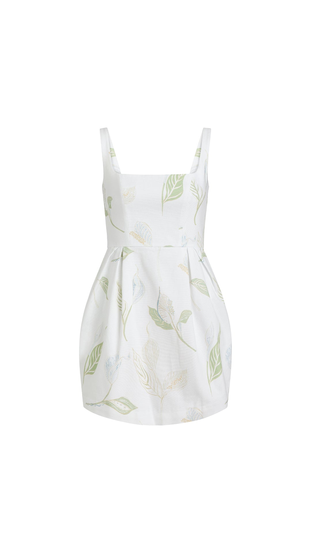 Scoop Neck Mini Dress in White Peace Lily