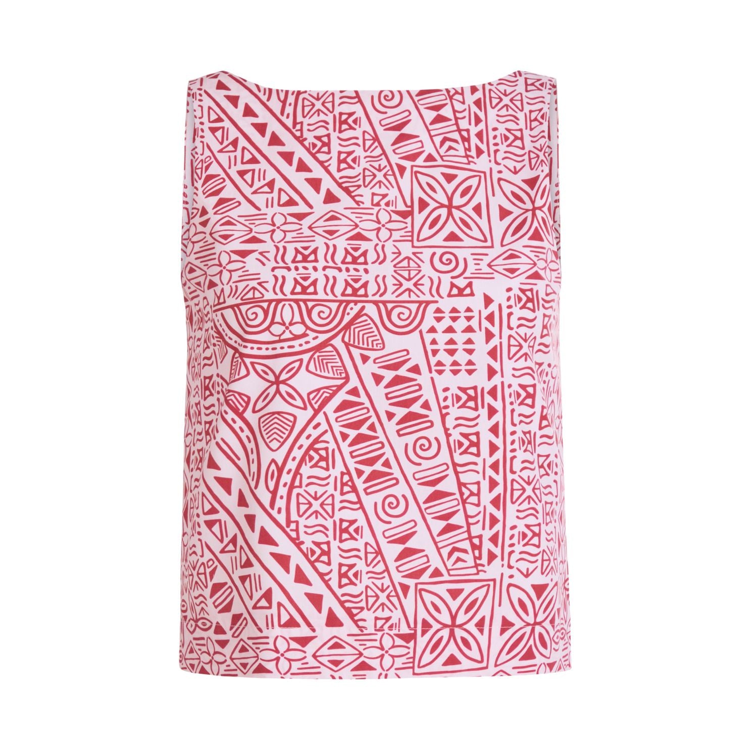 Boatneck Top in Pink Island Geometric