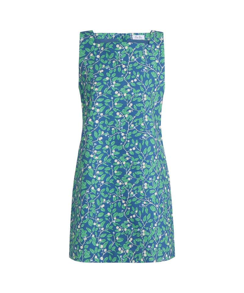 Classic Mini Shift Dress in Dark Blue Limes