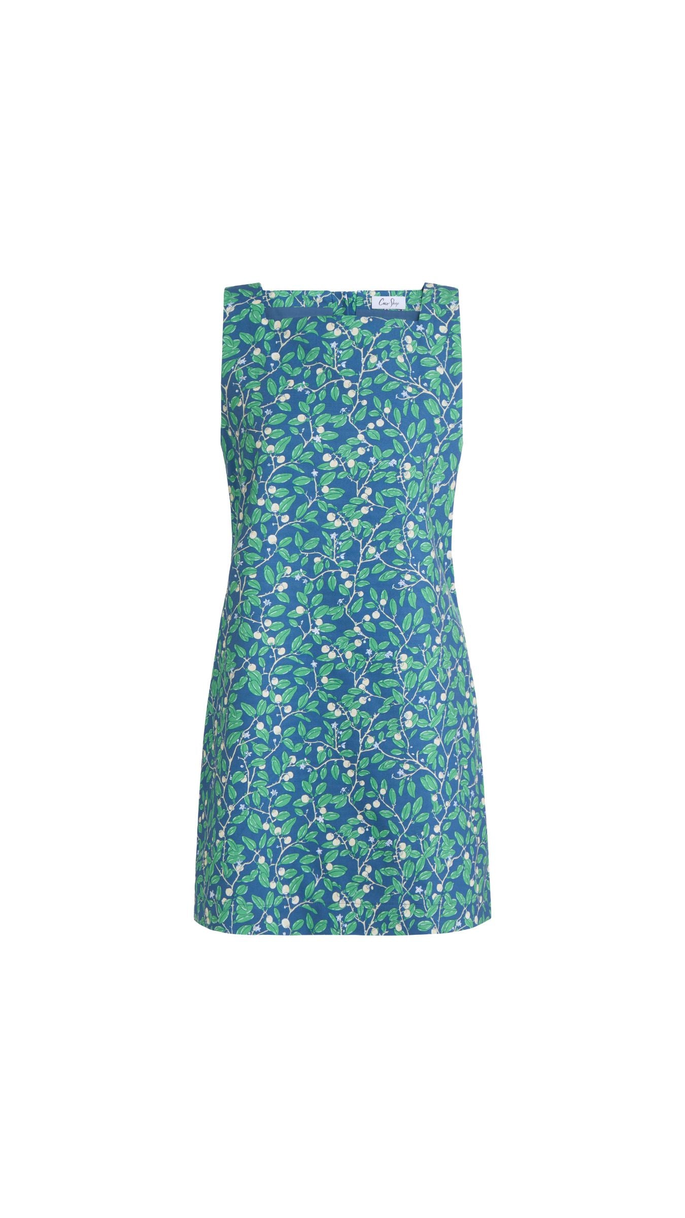 Classic Mini Shift Dress in Dark Blue Limes