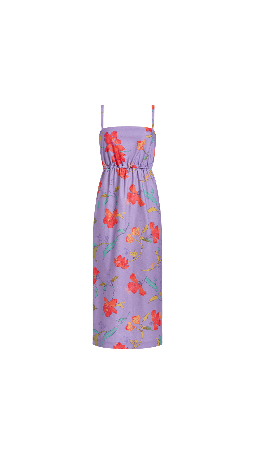 Cinched Slip Dress in Violet Hibiscus
